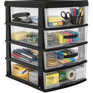 Gaveteiro Organizador grande de Mesa em Plástico com 2 3 4 Gavetas