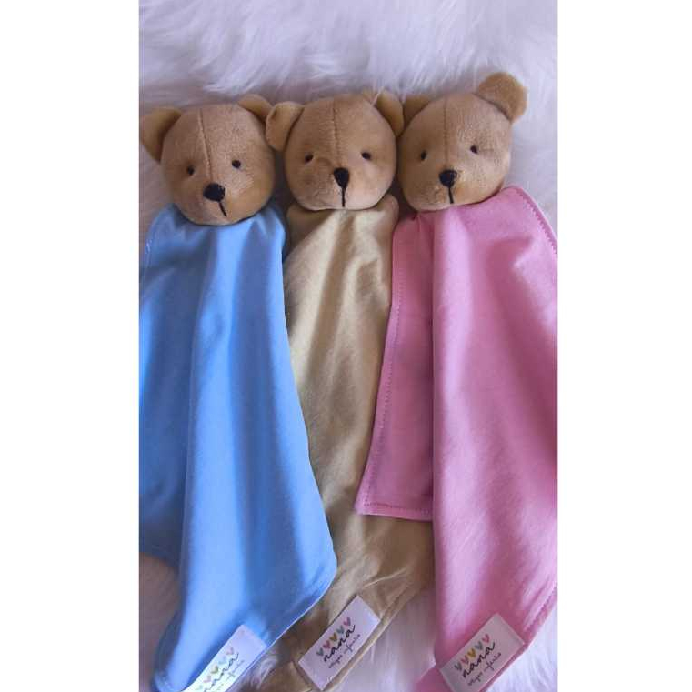 Naninha de ursinho Malha 100% Com Nariz e Olhos Bordados à Mão- Enxoval de Bebê em Oferta na Shopee
