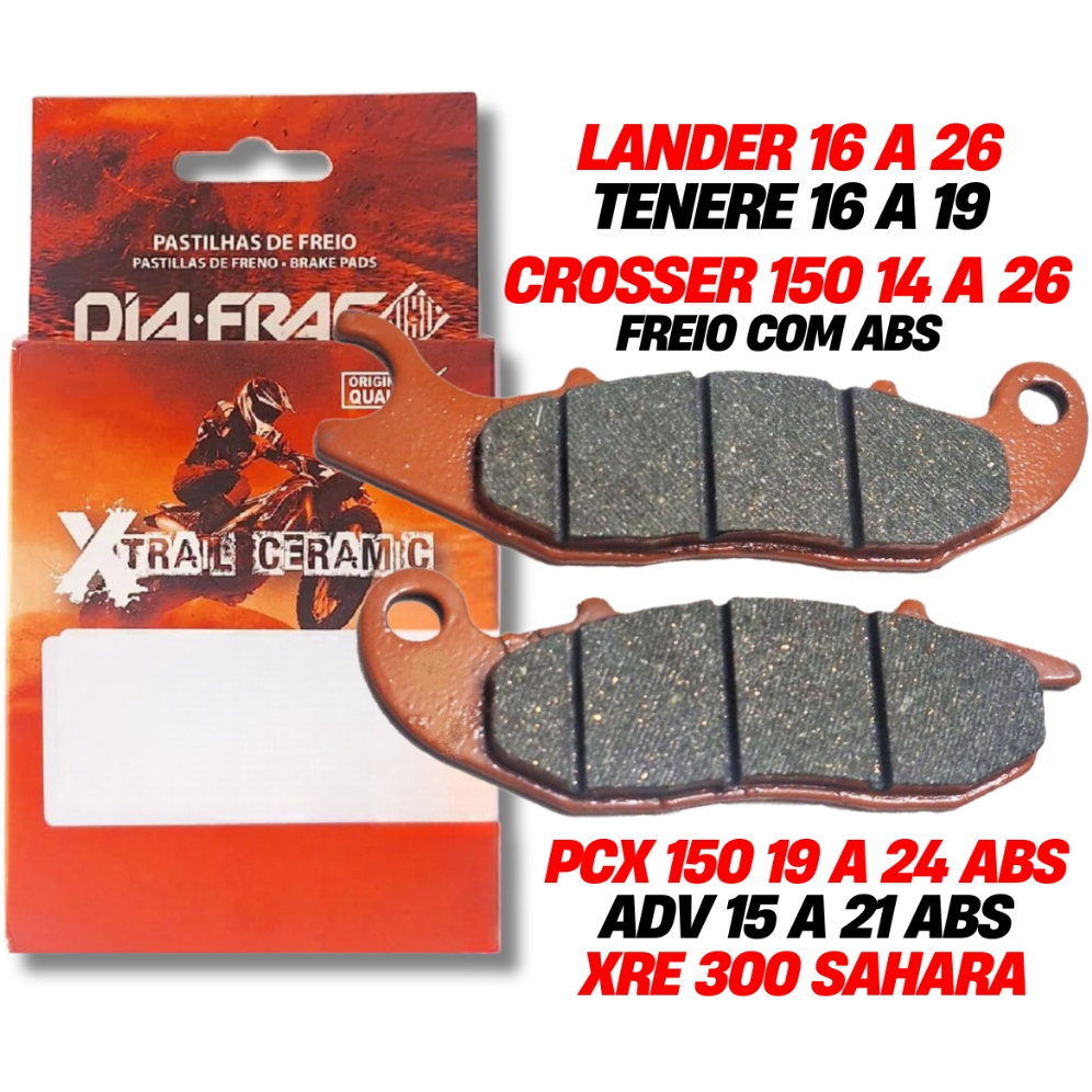 Pastilha Dianteira Lander 250 2016-2026 / Crosser 150 2014-2026 / Teneré 250 2016-2019 Cerâmica Sinterizada Diafrag