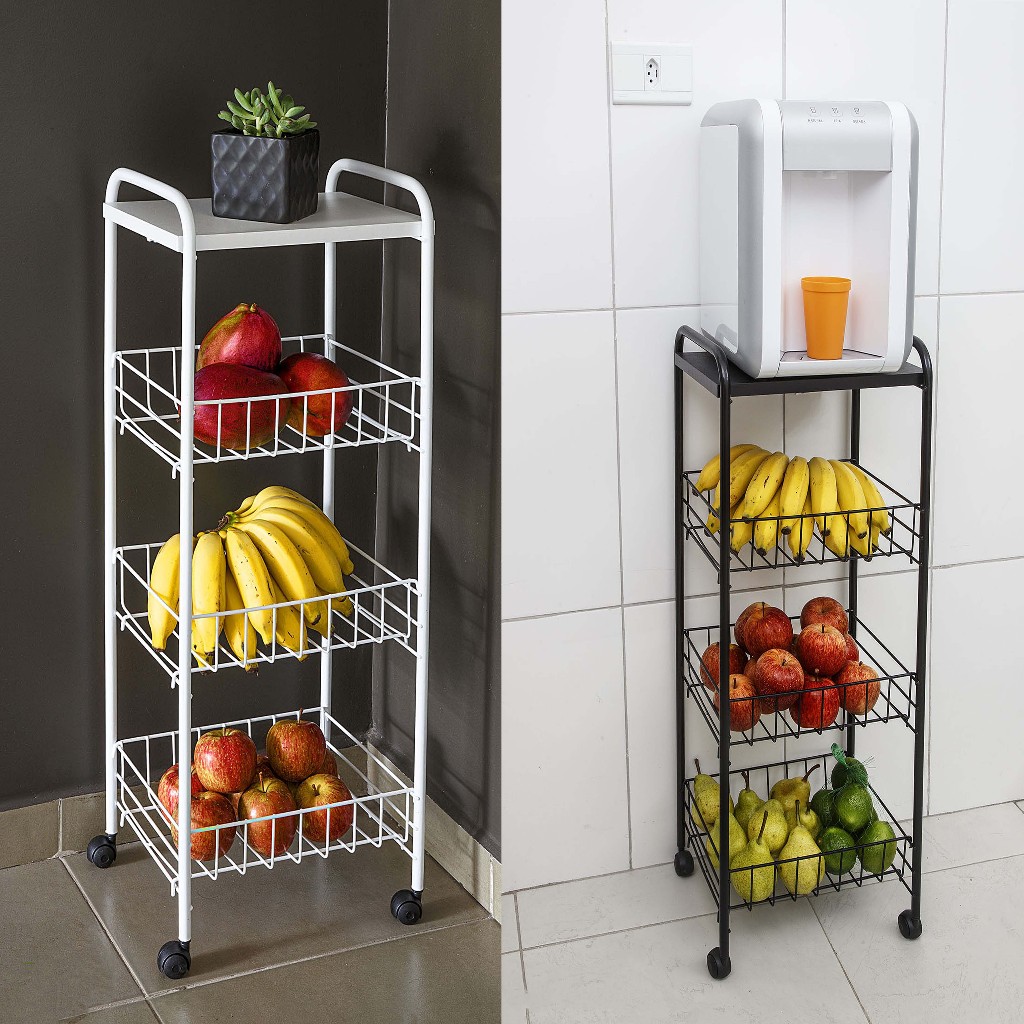 Fruteira 3 Andares Premium: Aramado Resistente e Tampo de Madeira em Oferta na Shopee