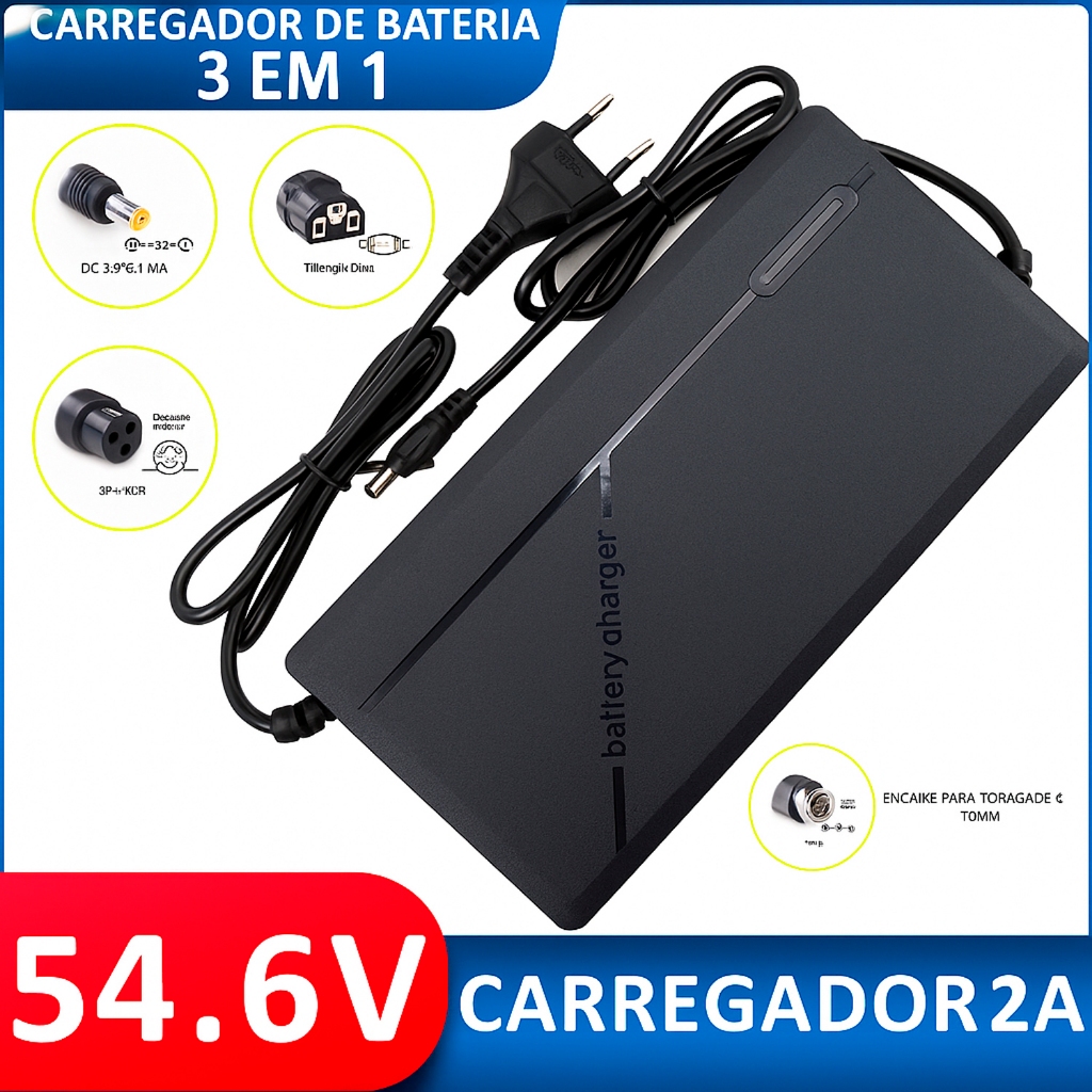 Carregador Scooter Eletrica 54.6V - 2A  Ah Lítio Harley Citycoco em Oferta na Shopee