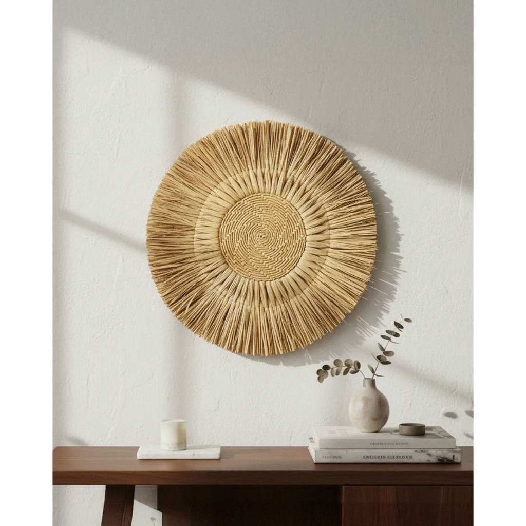 Decoração De Parede Mandala Palha Natural Boho Chic 60 cm em Oferta na Shopee