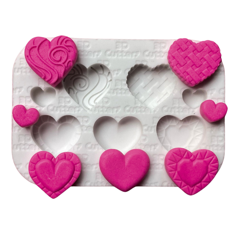 Molde de Silicone para apliques de Artesanato - Corações