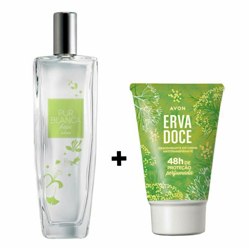 Kit Colônia Feminina Pur Blanca Hope 75ml + Desodorante Antitranspirante em Creme Erva Doce 50g Avon