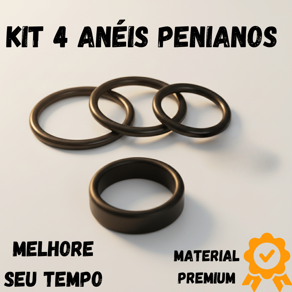 Kit Anel Peniano 4 Peças 3 Redondos + 1 Aba Larga Pr0l0ng4 R3t4rd4 em Oferta na Shopee