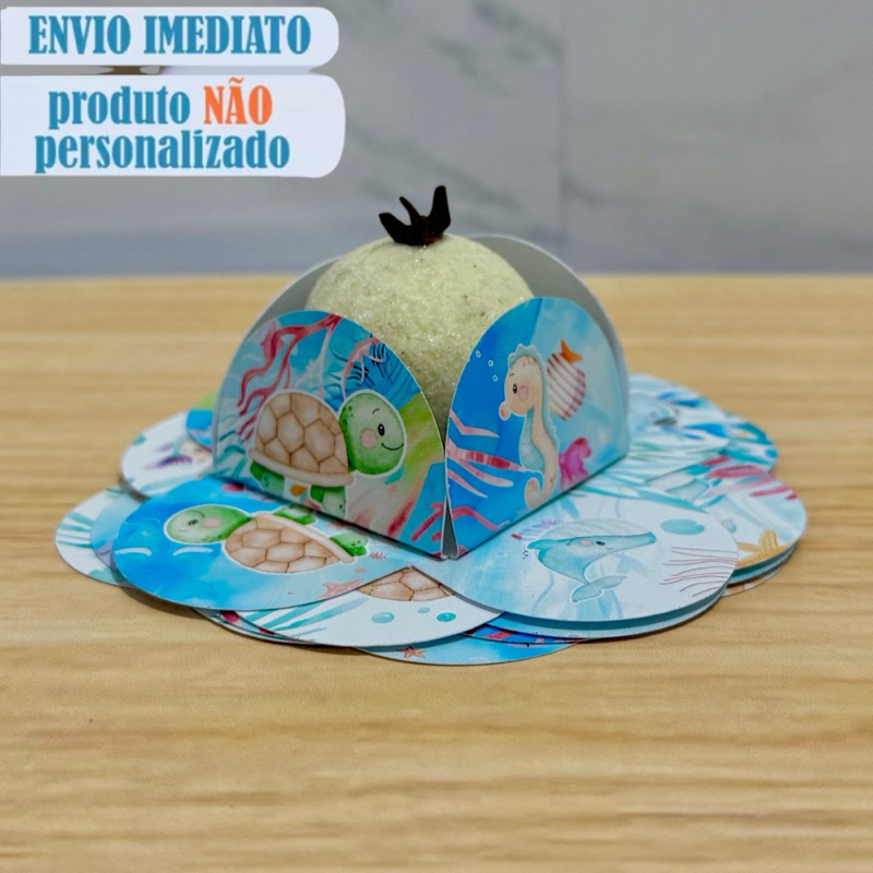Forminha Personalizada para Docinho Fundo Do Mar Masculino Forminha temática para Brigadeiro Pétala festa aniversário