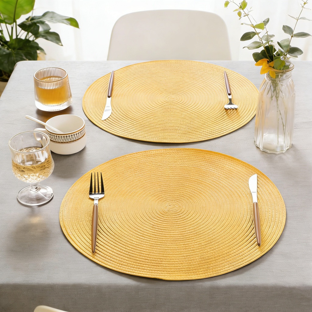 Sousplat Redondo Jogo Americano 4-10 Peças - Elegante para Cozinha e Jantar  Descanso de mes
