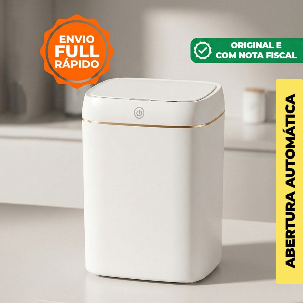 Lixeira com Sensor Automático Inteligente Elegante Universal  Banheiro WC Cozinha 12 e 15 litros