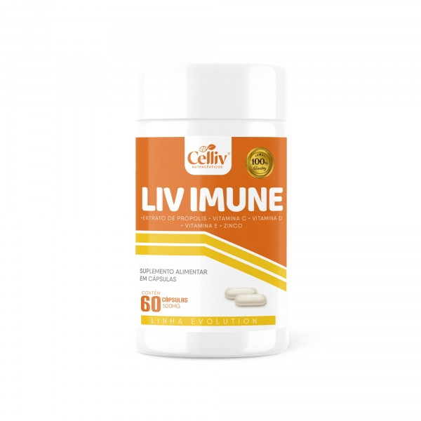 LIV IMUNE Celliv | Imunidade Completa | Própolis + Vitaminas C, D, E e Zinco | 60 Cápsulas
