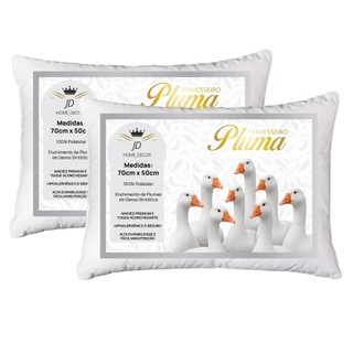 Kit 2 Travesseiros Penas E Plumas De Ganso Anti Alergico Material Sintético