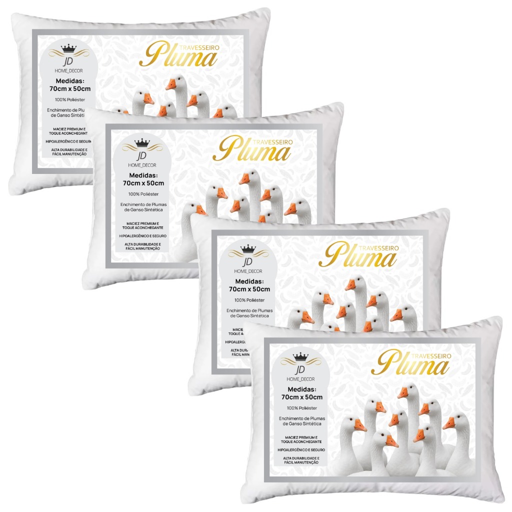 Kits Travesseiros Penas e Plumas De Ganso 70x50 Antialérgico Antiácaro Preço Baixo