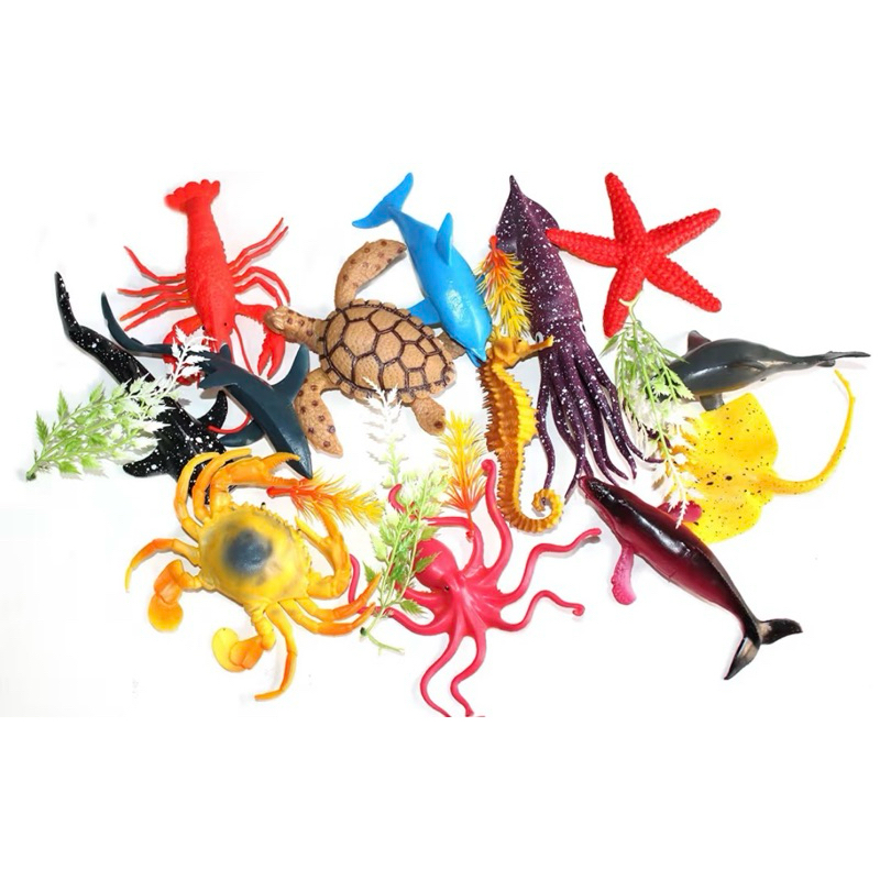 Brinquedos Aquáticos Animais Oceânicos de Borracha | Estrela-do-Mar, Pinguim ou Tubarão em Oferta na Shopee
