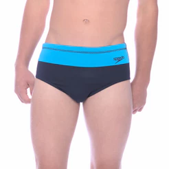 Sunga Juvenil Tradicional Color Block Speedo Tecido Antiodor e Proteção UV - MARINHO ACQUA
