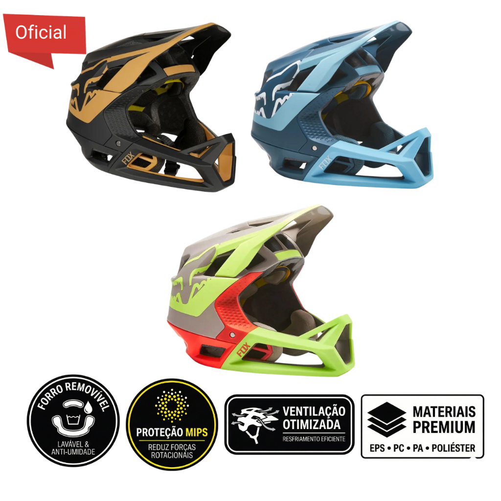 Capacete Bike Original Fox Racing Proframe Fechado Full Face Donwhill Mtb Proteção Mips Cores