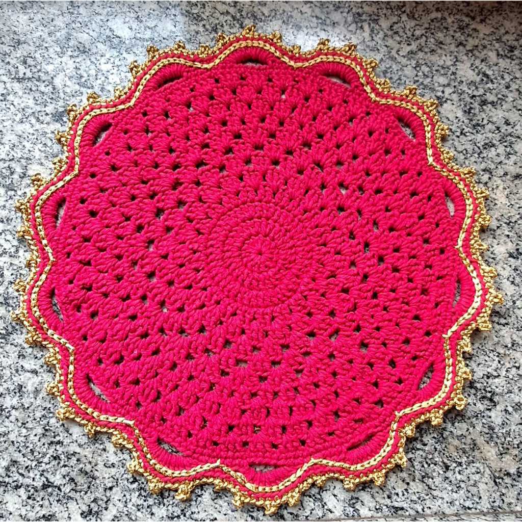 Sousplat de Crochê Artesanal para Mesa Posta Modelo Fiore Kit 1, 2 e 4 unidades- Docin de Fio