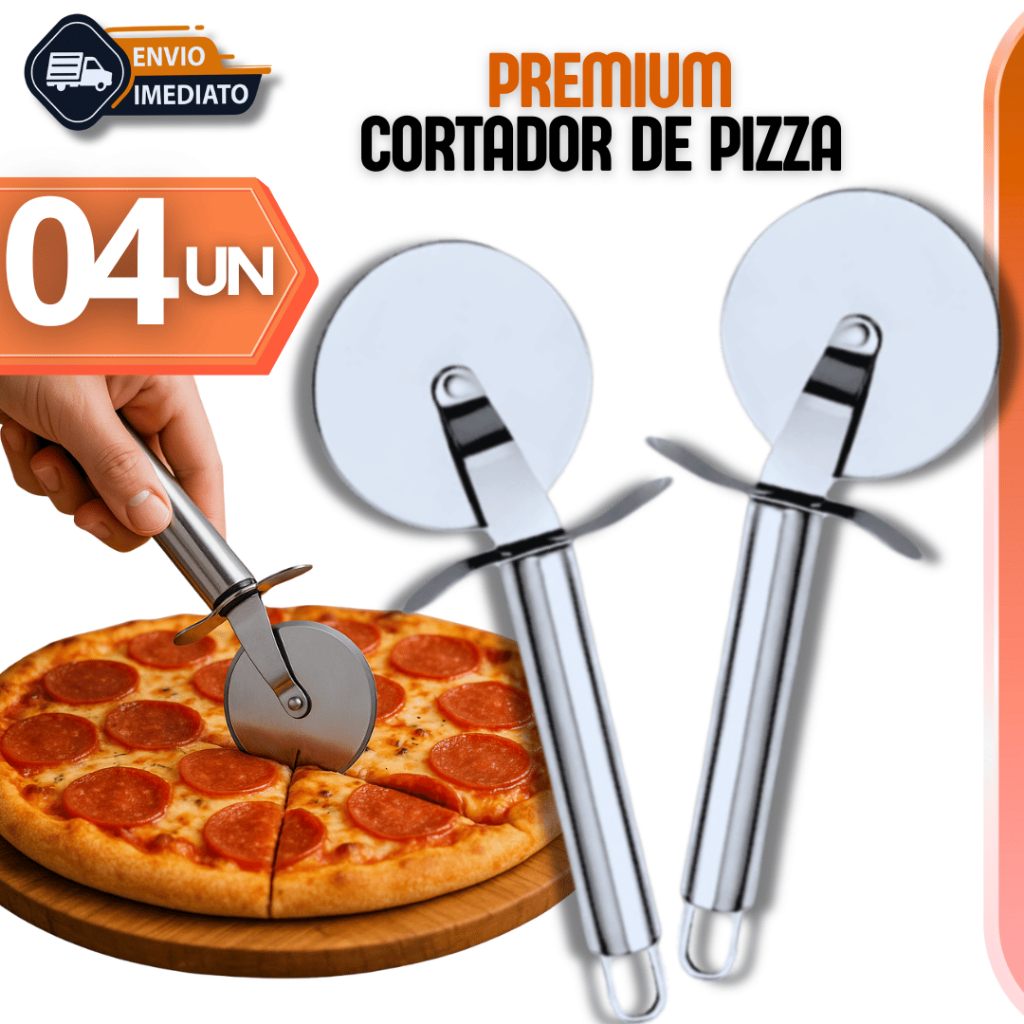 Carretilha Cortador de Pizza Massa em Aço Inox Premium Para Casa e Restaurantes Premium Utilidades