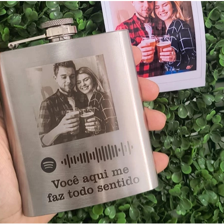 Cantil Porta Bebida em aço inox Com Foto Gravada a Laser - Presente/Pai/Padrinhos/Amigos/casamentos/festas
