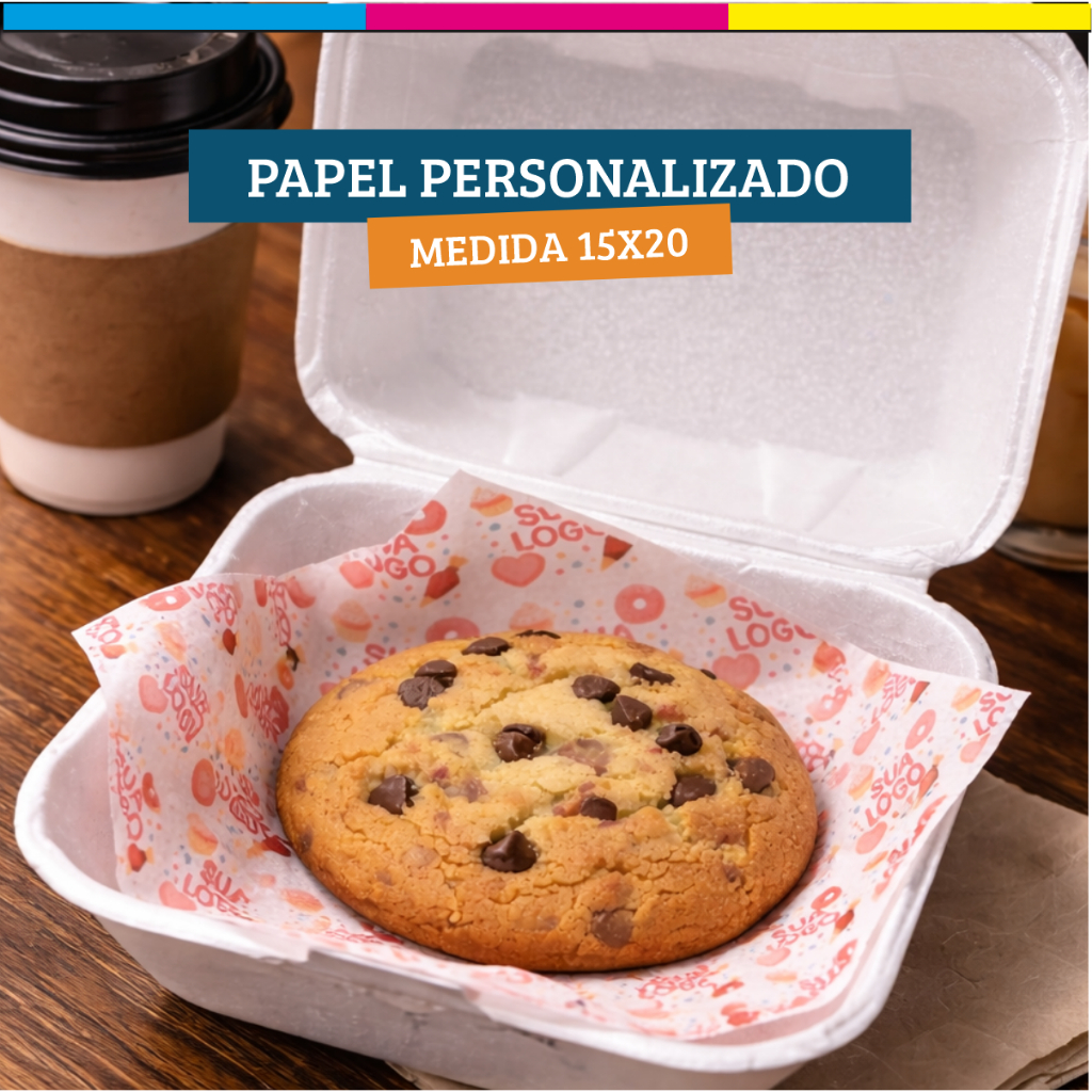 Papel para cookie personalizado com logo 20x15cm