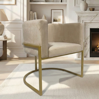 Poltrona Luna  Decorativa Base de Ferro Dourada Conforto Diversos Ambientes em Oferta na Shopee