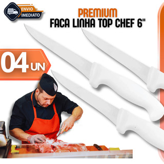 Faca 26,8cm 6" Linha Top Chef Profissional Carne Churrasco Açougueiros Variáveis Linha Inox Premium Utilidades