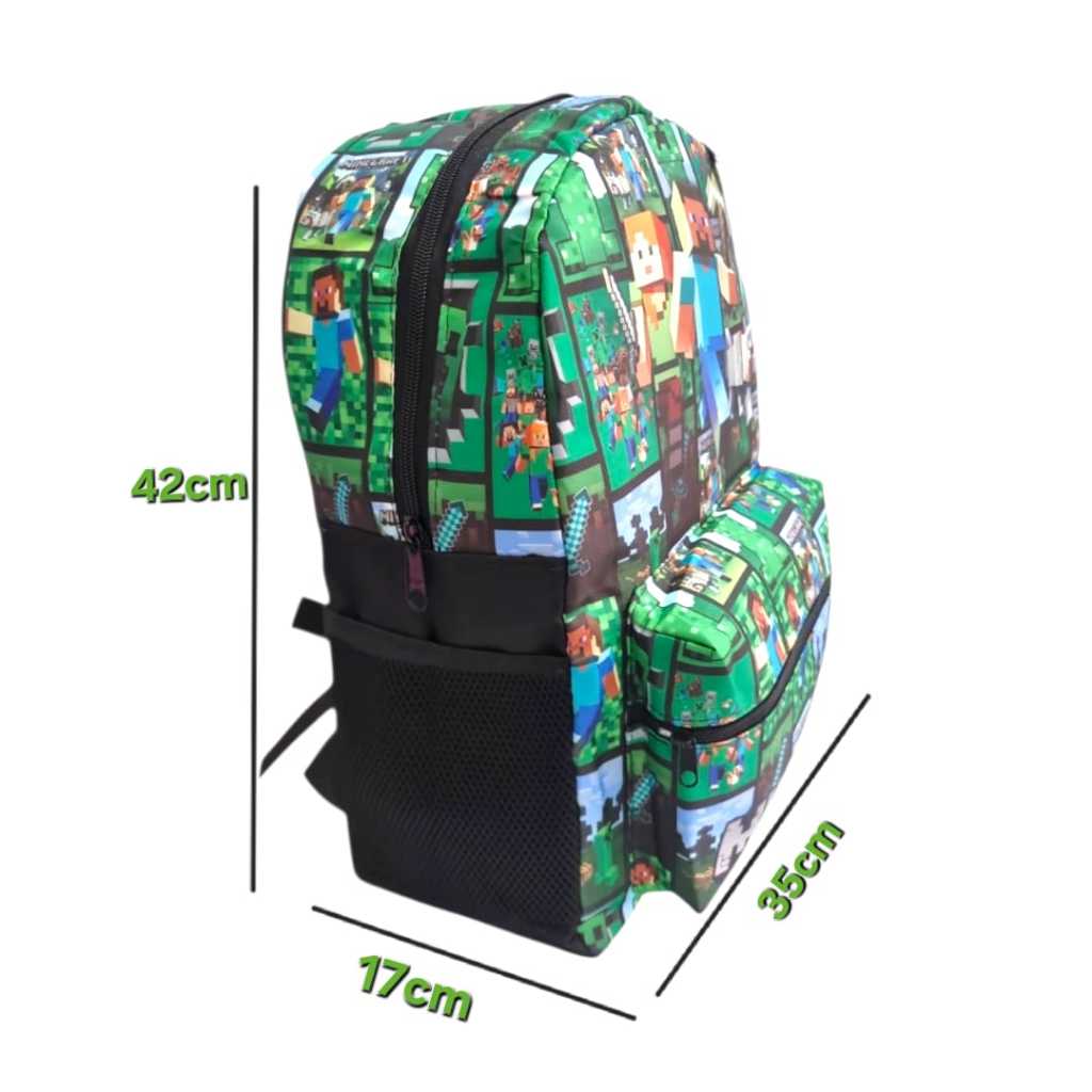 Mochila Escolar Bolsa Minecraft Creeper Jogo Grande Costa Cor Verde Desenho do tecido Liso