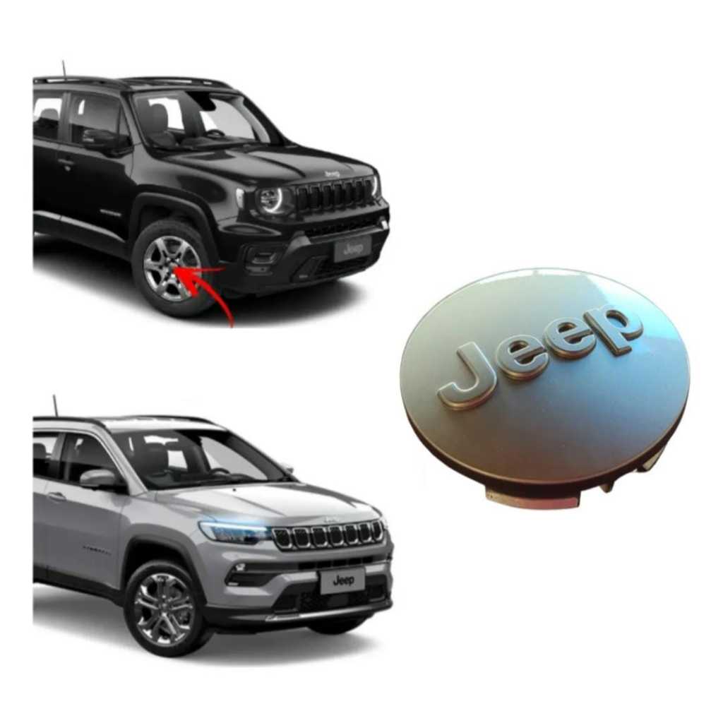 Kit Calotinha Central Roda Prata Jeep Compass Renegade Prata Original Fiat 609823470
