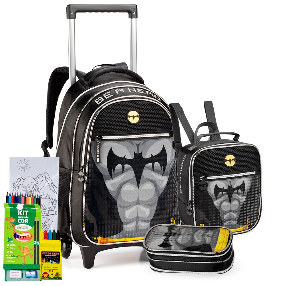 Kit Mochila Rodinha Estojo Lancheira Meninos Denlex Lancamento Reforcada Passeio Creche Personagem em Oferta na Shopee