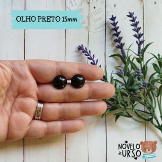 Olho preto 15mm (05 pares) para Amigurumi/Crochê em Oferta na Shopee