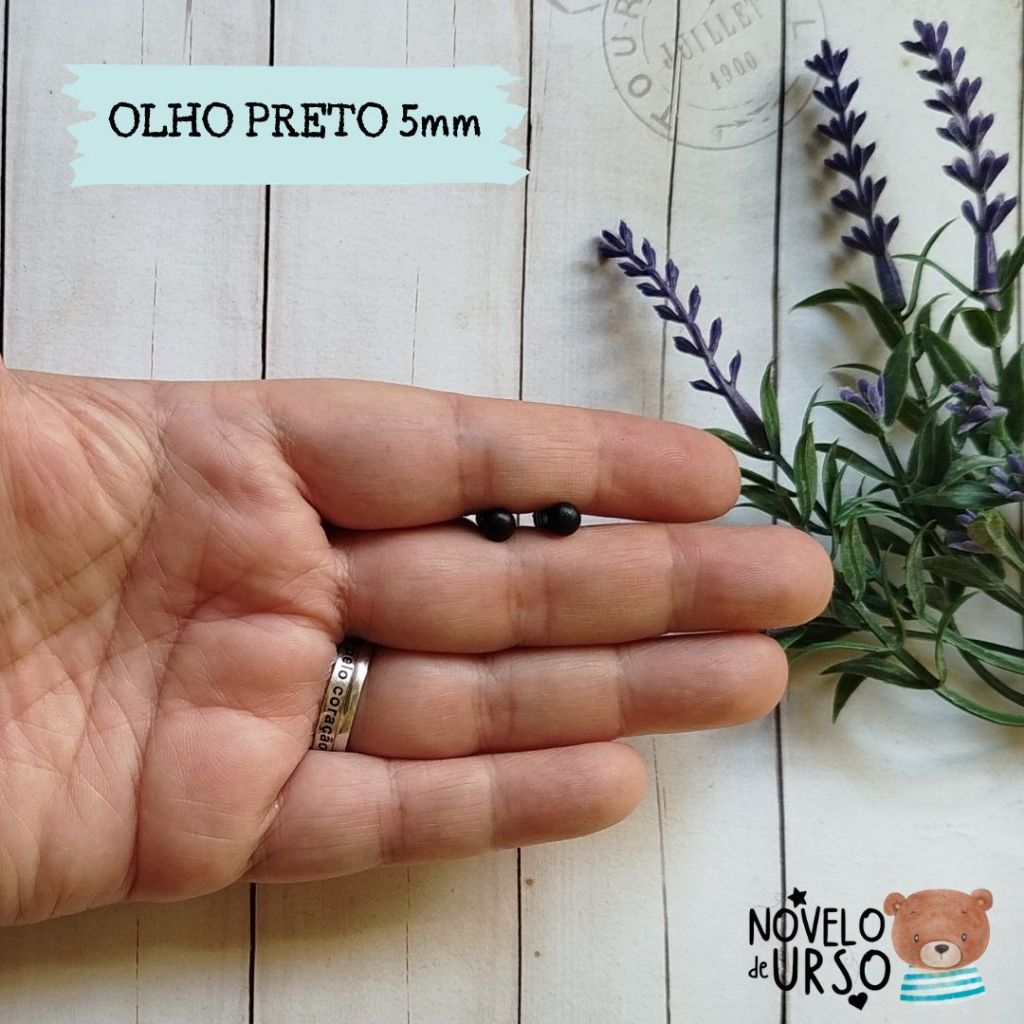 Olho preto 5mm (05 ou 10 pares) para Amigurumi/Crochê