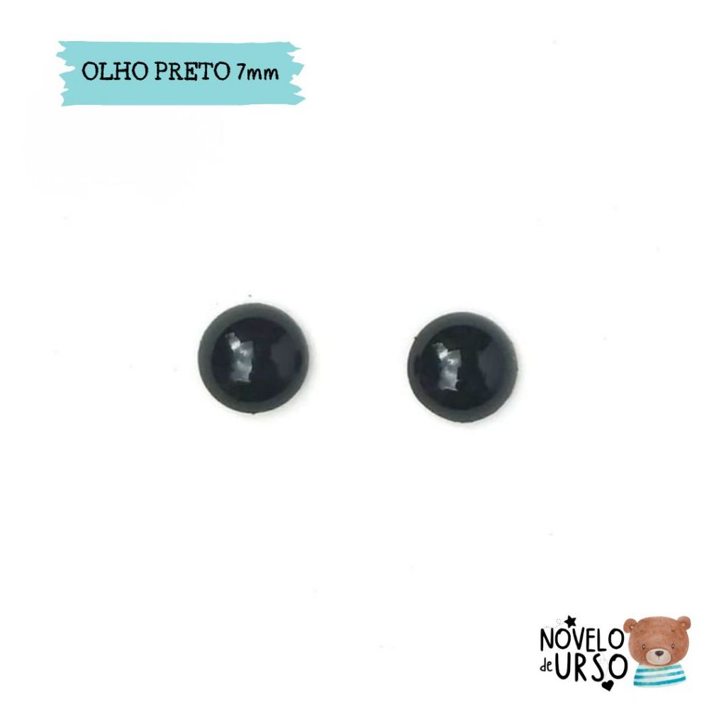 Olho preto 7mm (05 ou 10 pares) para Amigurumi/Crochê — imagem 2 de 2
