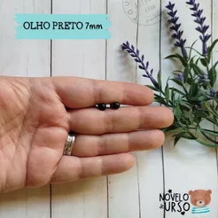 Olho preto 7mm (05 ou 10 pares) para Amigurumi/Crochê