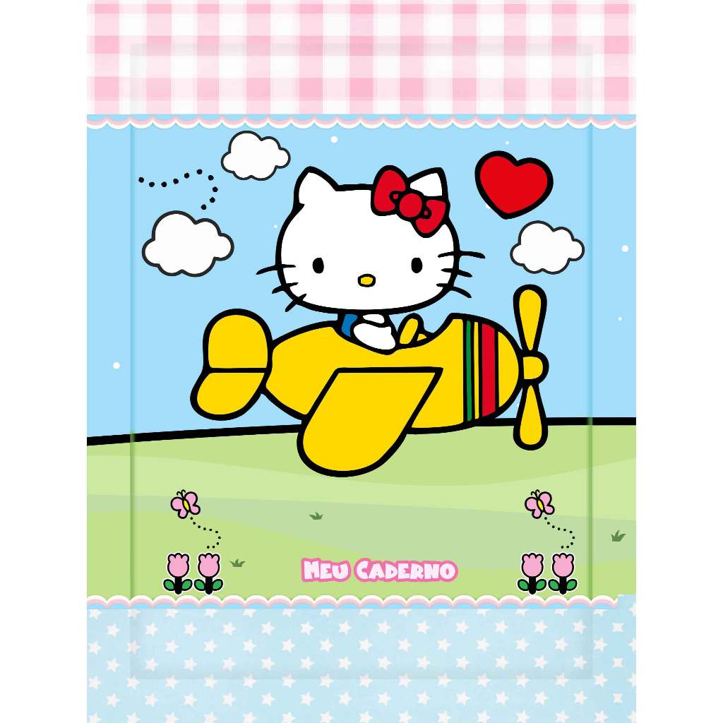 3 Cadernos HELLO KITTY -KIT VOLTA ÀS AULAS 2026 TAMANHO PEQUENO e MÉDIO– HELLO KITTY CADERNOS PERSONALIZADOS