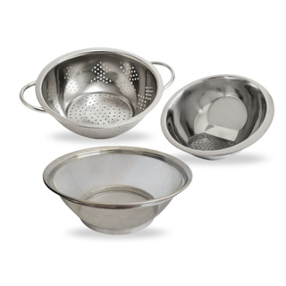 Kit 3 Cestos Escorredor Inox Completo Macarrão Salada Arroz Legumes no Vapor em Oferta na Shopee