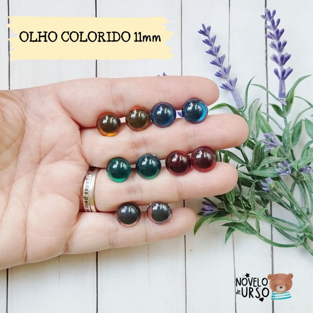 Olho colorido 11mm (05 pares) para Amigurumi/Crochê/feltro/pelúcia