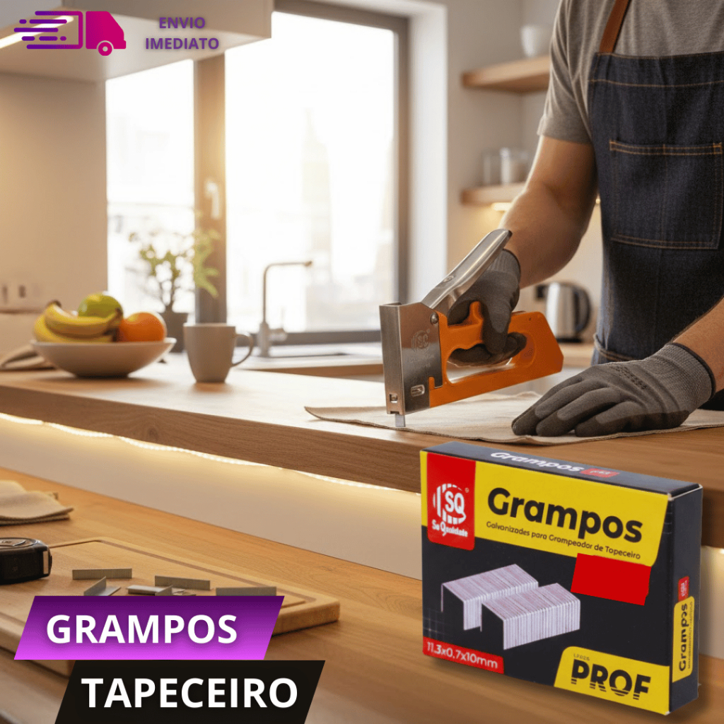 Grampos de 8mm Galvanizado de Grampeador Profissional para Tapeceiro Caixa com 1000 unidades