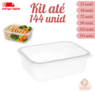 Kit Até 144 Pote De Embalagem Marmita Retangular Plástico Com Tampa 750ml em Oferta na Shopee