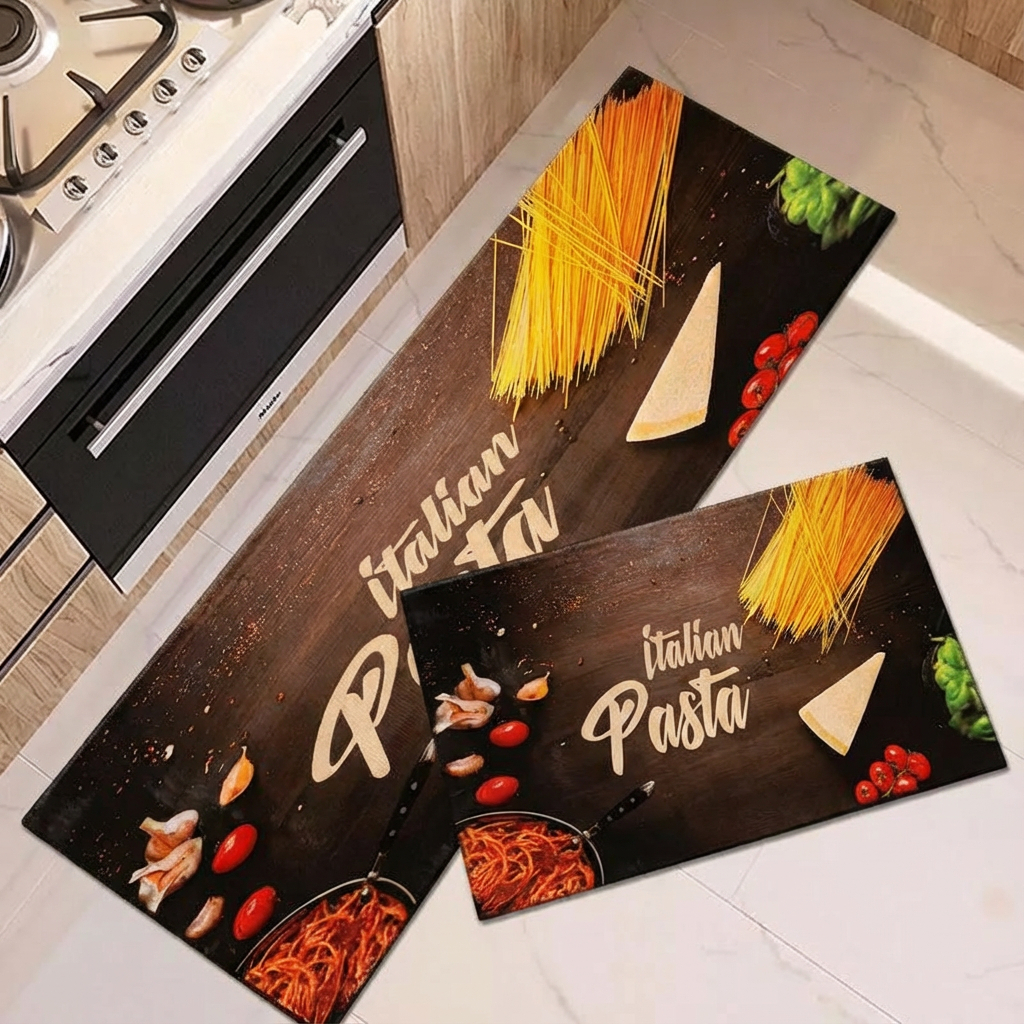 Kit Tapete Jogo Passadeira Belga Cozinha Antiderrapante Emborrachada 2 Peças
