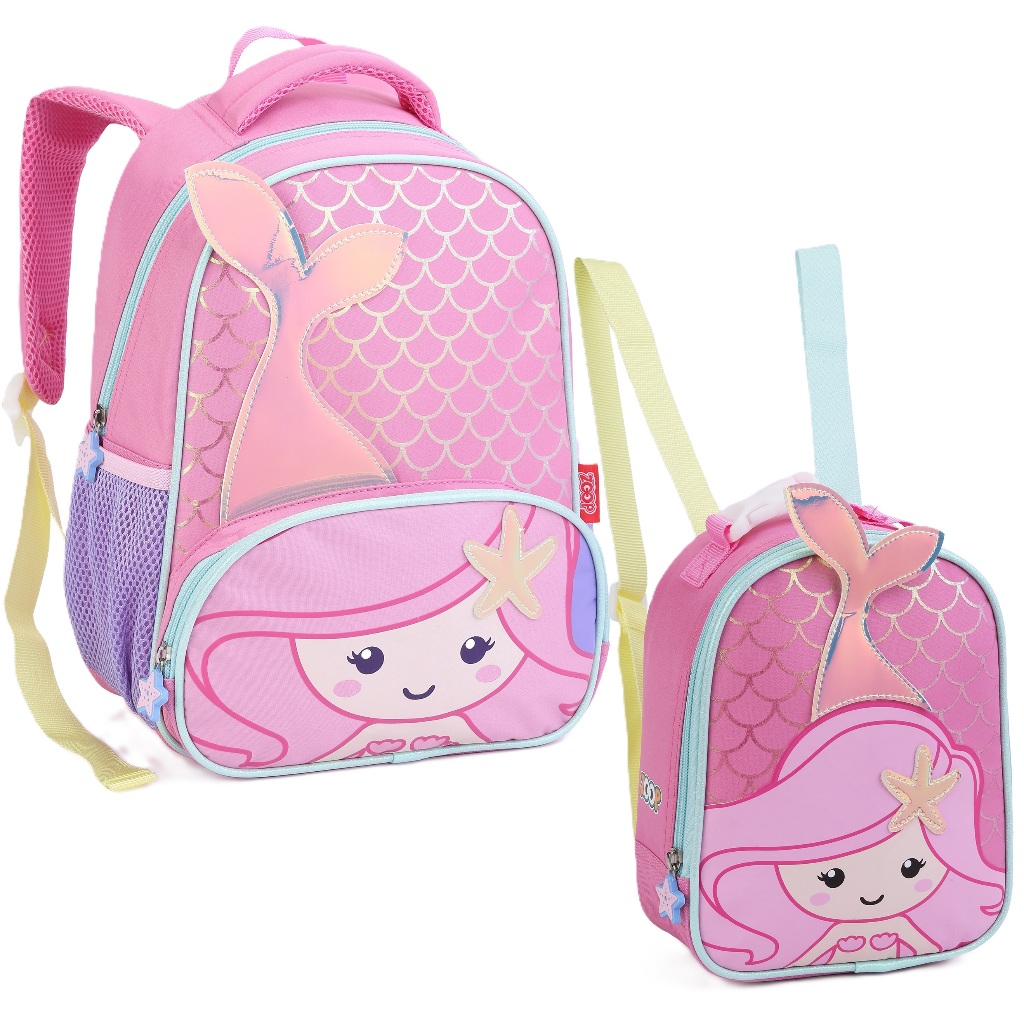 Kit Mochila e Lancheira Térmica Escolar Infantil p Creche Animais Bichinhos Seanite Zoop MI15276 LA15277 MI40409 LA40411