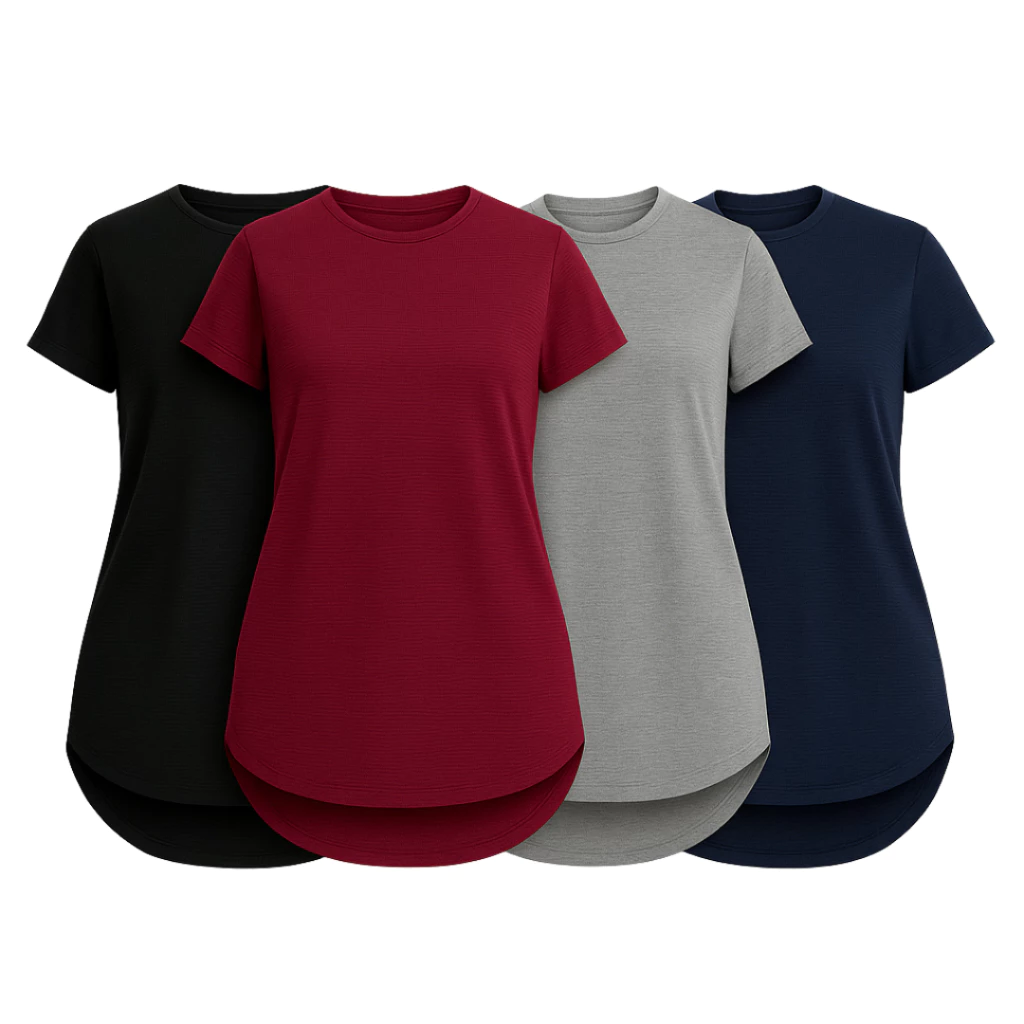 Kit 4 Blusa Plus Size Camiseta Dry Fit Roupa de Academia Feminina Long Line Tapa Bumbum Curvy + — imagem 1