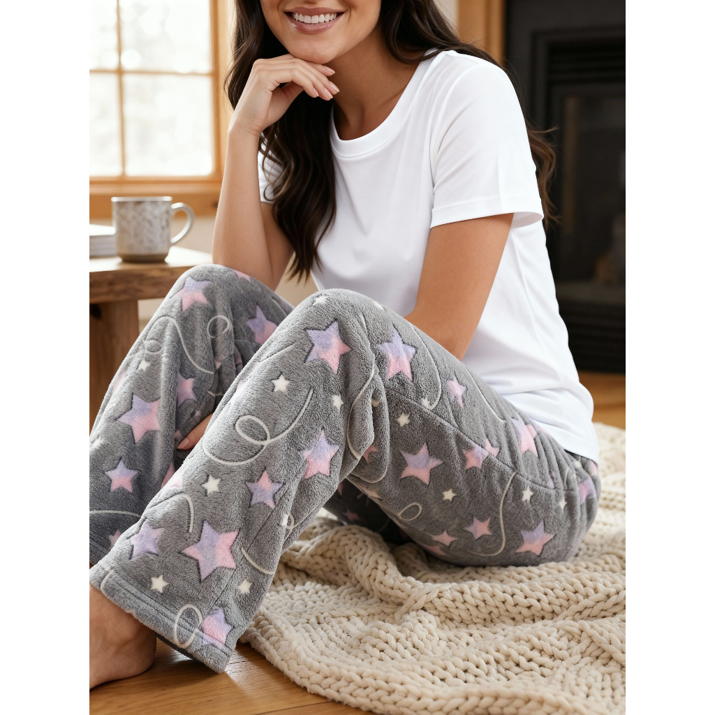 Conjunto Calça Fleece + Blusinha de Algodão Gola Redonda em Oferta na Shopee