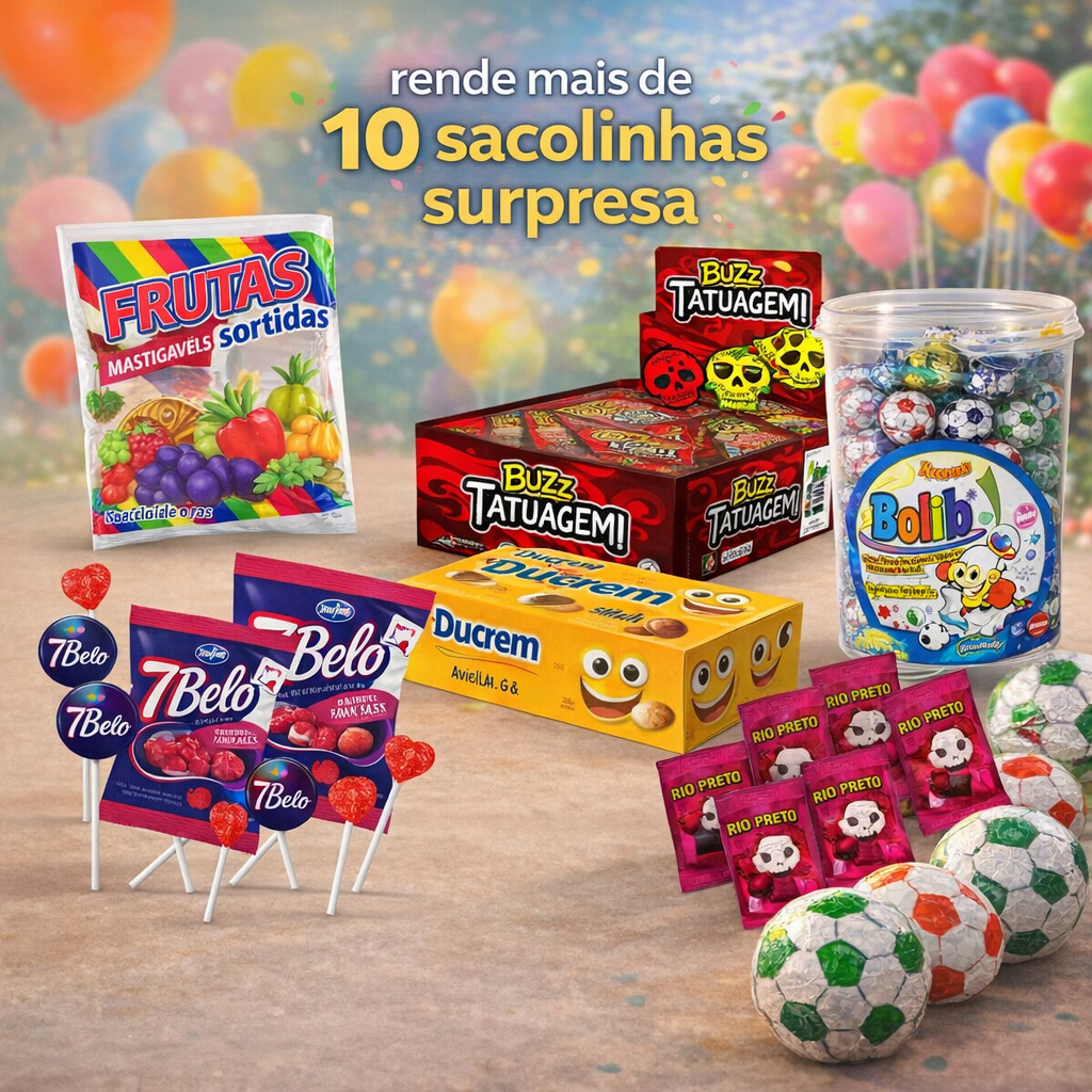 Kit Festa Infantil para Sacolinha Surpresa Doces Completo