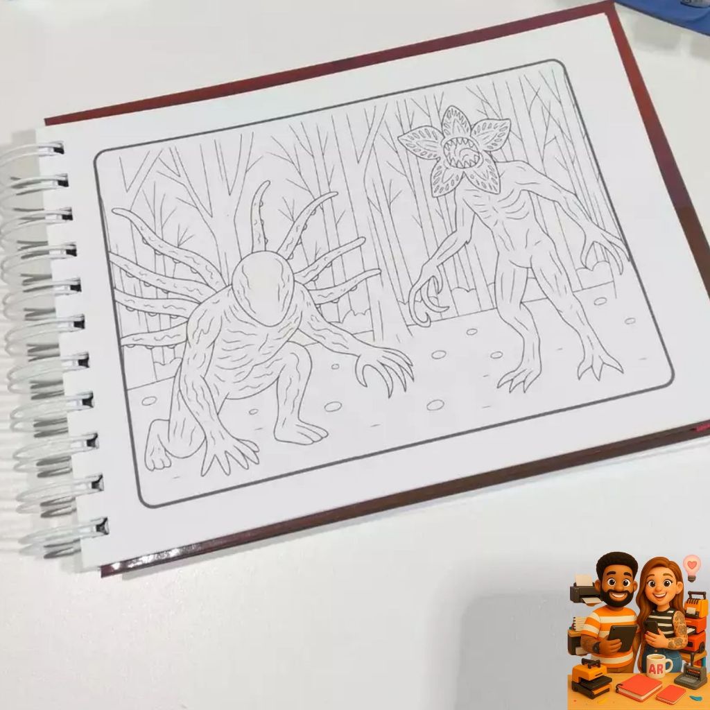 LIVRO DE COLORIR STRANGER THINGS - CAPA DURA COM NOME - EDIÇÃO LIMITADA