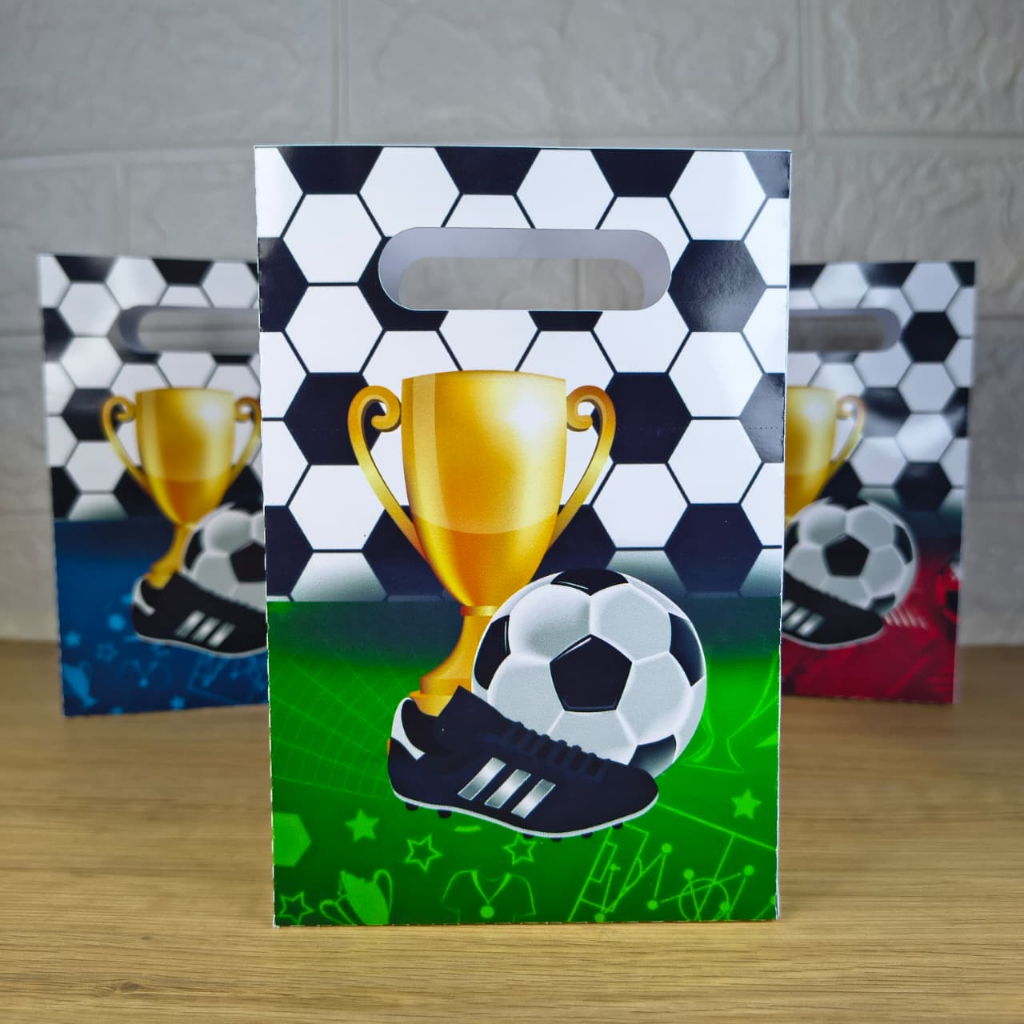 Kit Sacolinha Surpresa para Festa PEGUE E MONTE Personalizada FUTEBOL VARIAS CORES Lembrancinhas