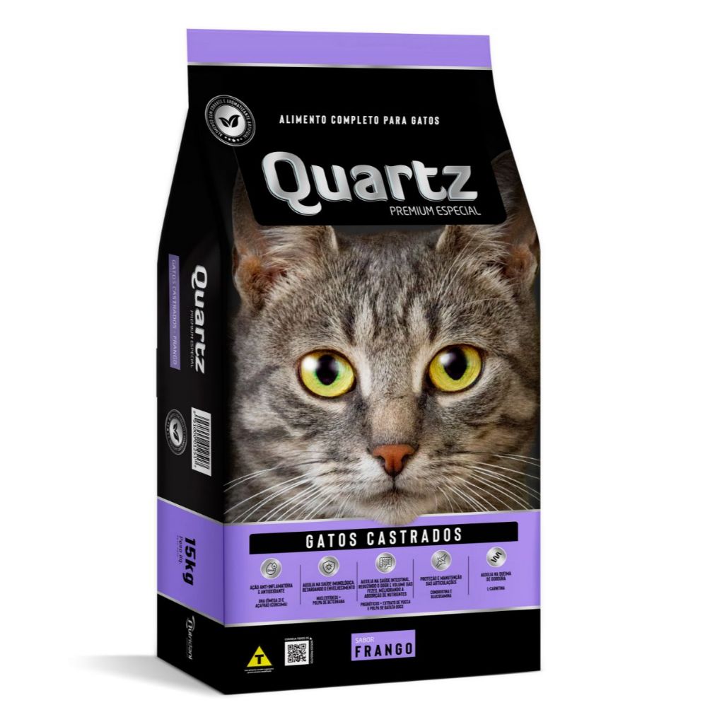 Ração Quartz Gato Castrado Sabor FRANGO com ômega 10kg e 15kg E 20KG E 30KG em Oferta na Shopee