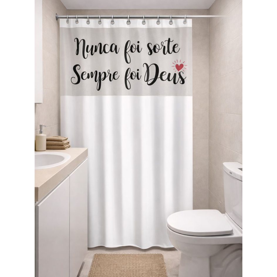 Cortina para Box de Banheiro em PVC Impermeável com Visor Transparente Antimofo Acompanha Ganchos