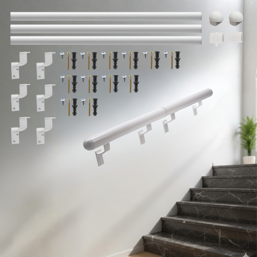 Tubo Corrimão de Alumínio Redondo 3,50m BIPARTIDO  - Sob Medida p/ Escada Parede e Rampa