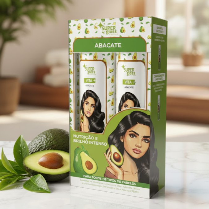 Kit Shampoo e Condicionador Vita+ Abacate Super Gloss 2x300ml Magic Color Umectação Nutrição Brilho