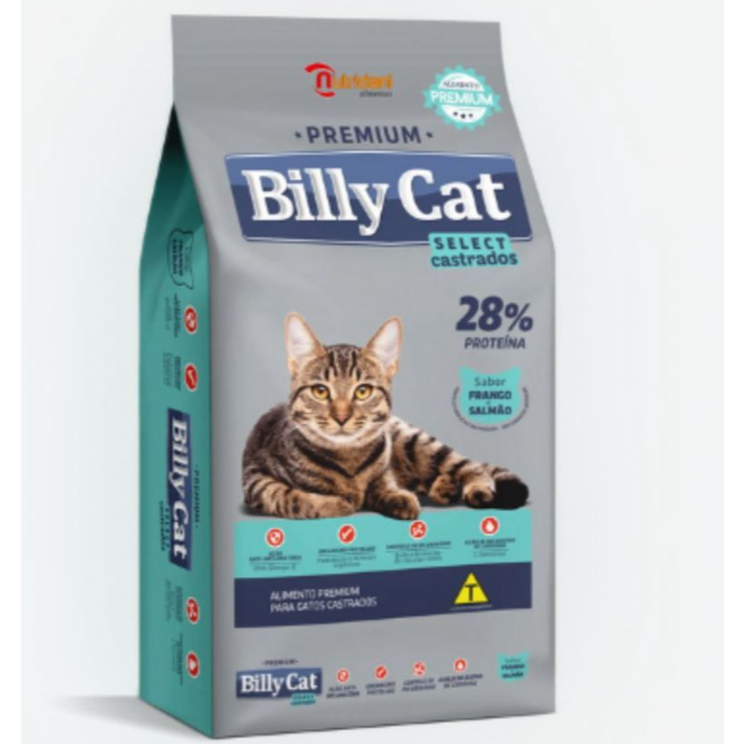 Ração Billy Cat Castrado com ômega 7/10/15/20/30kg em Oferta na Shopee
