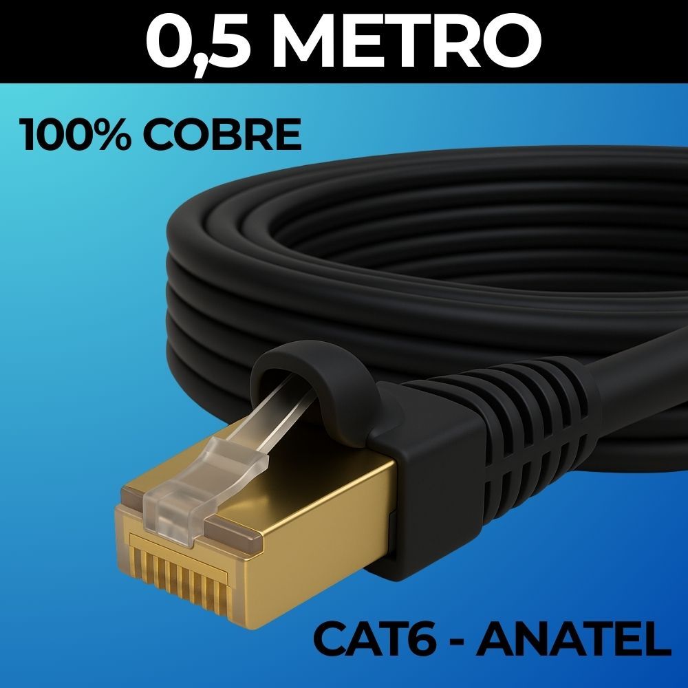 CABO DE REDE CAT6 BLINDADO 0,5 METRO F/UTP 100% COBRE ANATEL NORPHEL em Oferta na Shopee