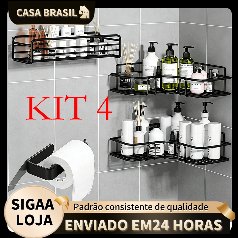 Suporte Prateleira Porta Shampoo de Canto Com Adesivo Organizador em Oferta na Shopee
